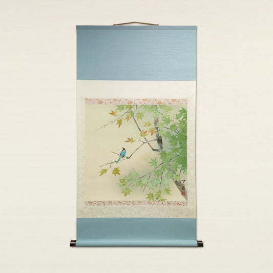 青椛に四十雀　Green maple and Japanese Tit　/　K