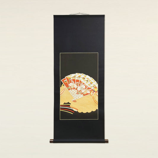 扇-着物軸　Fan:Vintage Kimono