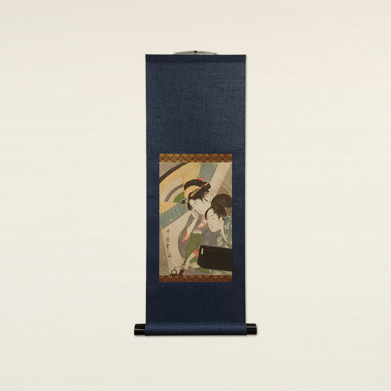 夜の雨に芸者と三味線箱を持つ女 / Geisha and Attendant on a Rainy Night