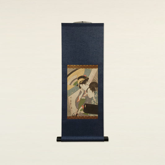 夜の雨に芸者と三味線箱を持つ女 / Geisha and Attendant on a Rainy Night