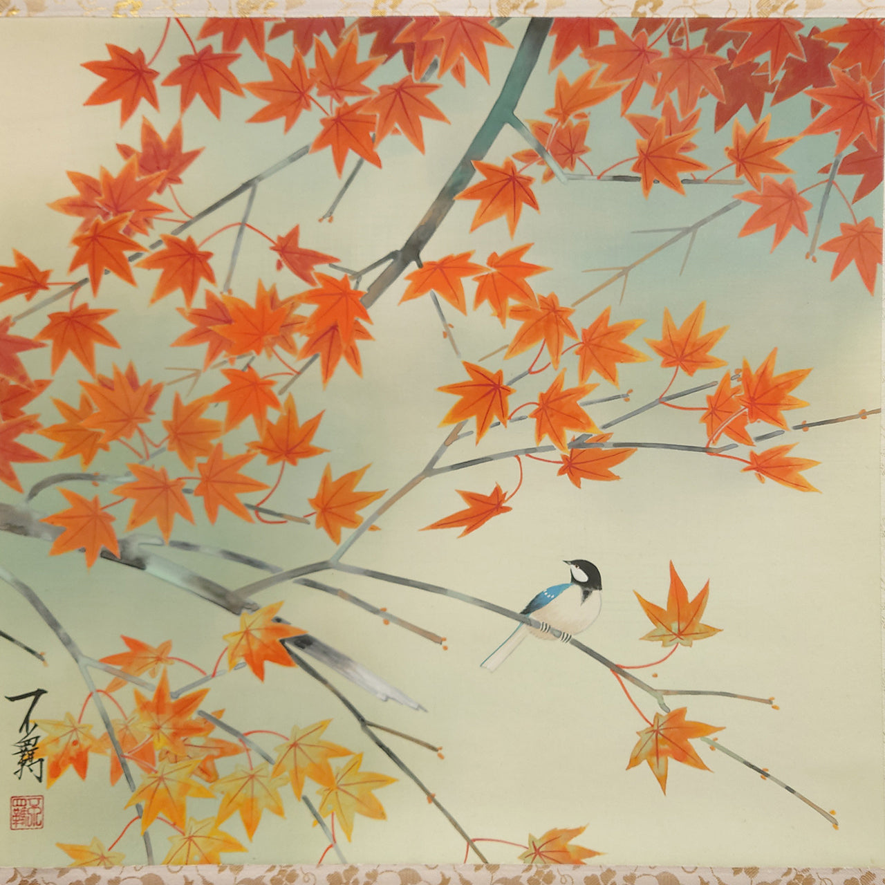 紅葉に四十雀　Red maple and Japanese Tit　/　K