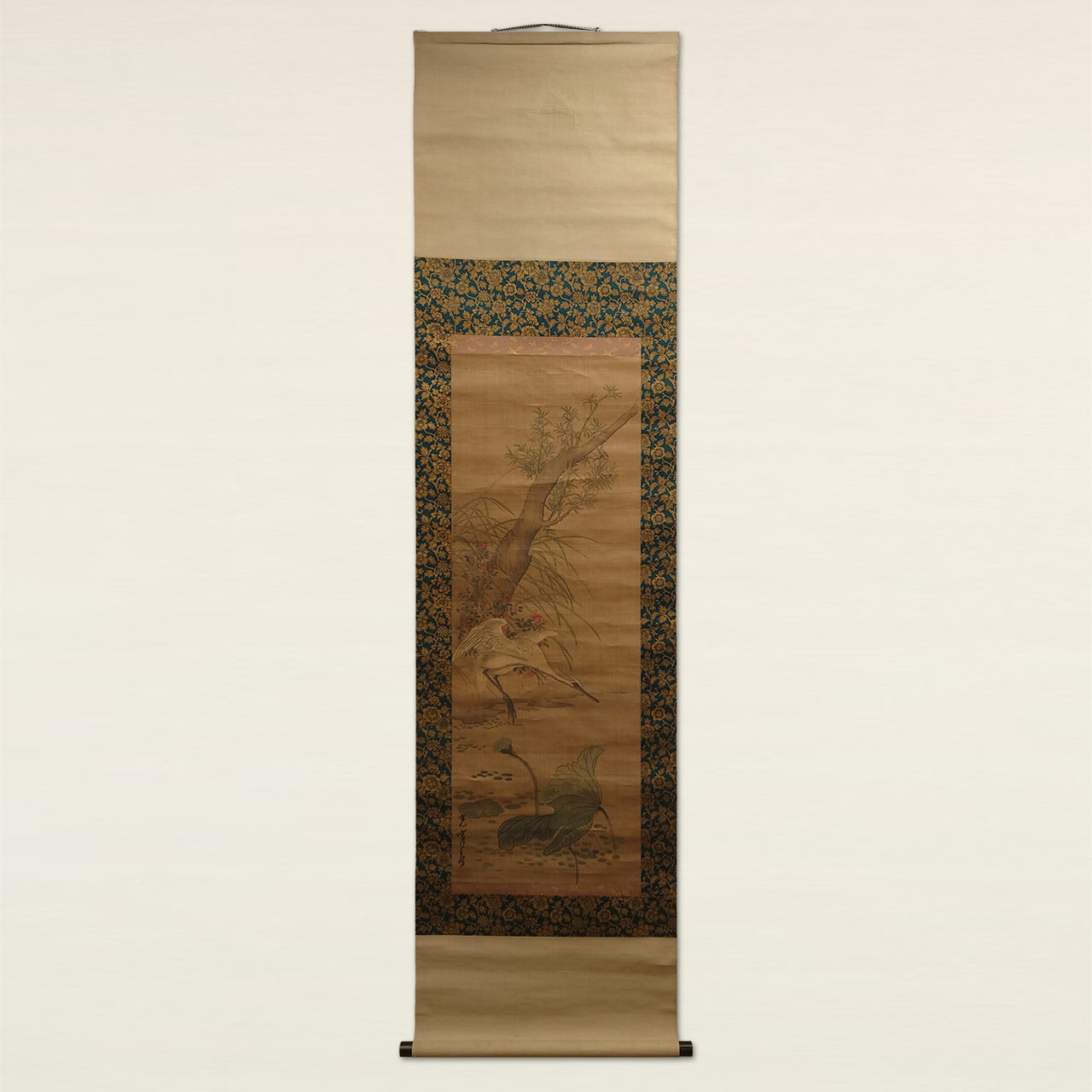 蓮萩白鷺図 / Egret with Lotus and Bush Clover