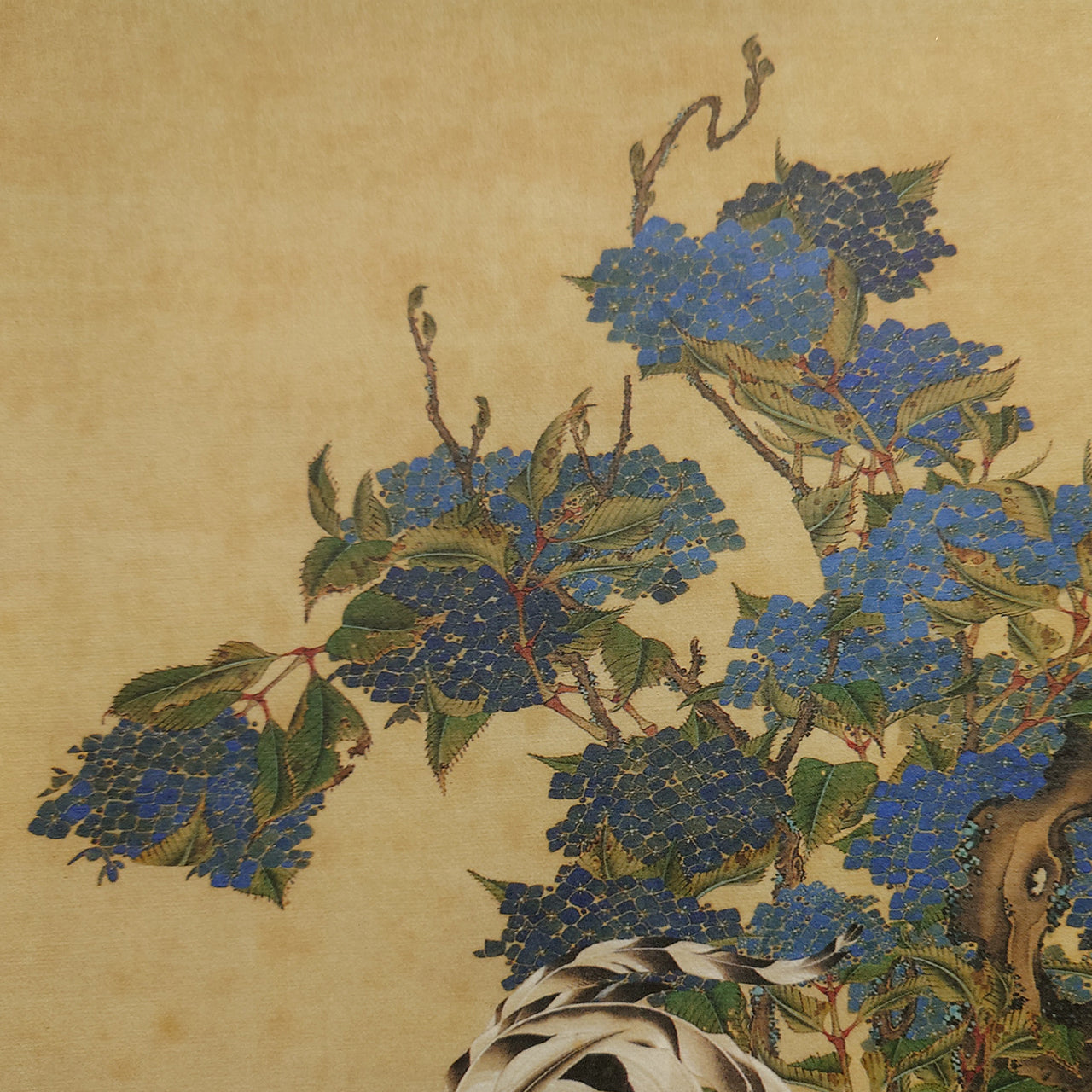 紫陽花双鶏図 / Hydrangeas and Pair of Fowls