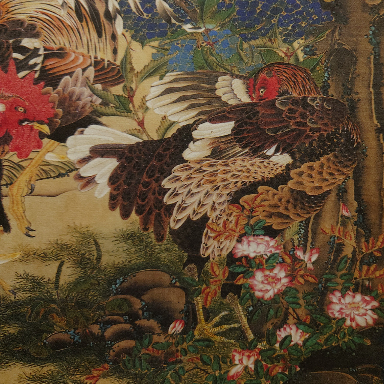 紫陽花双鶏図 / Hydrangeas and Pair of Fowls