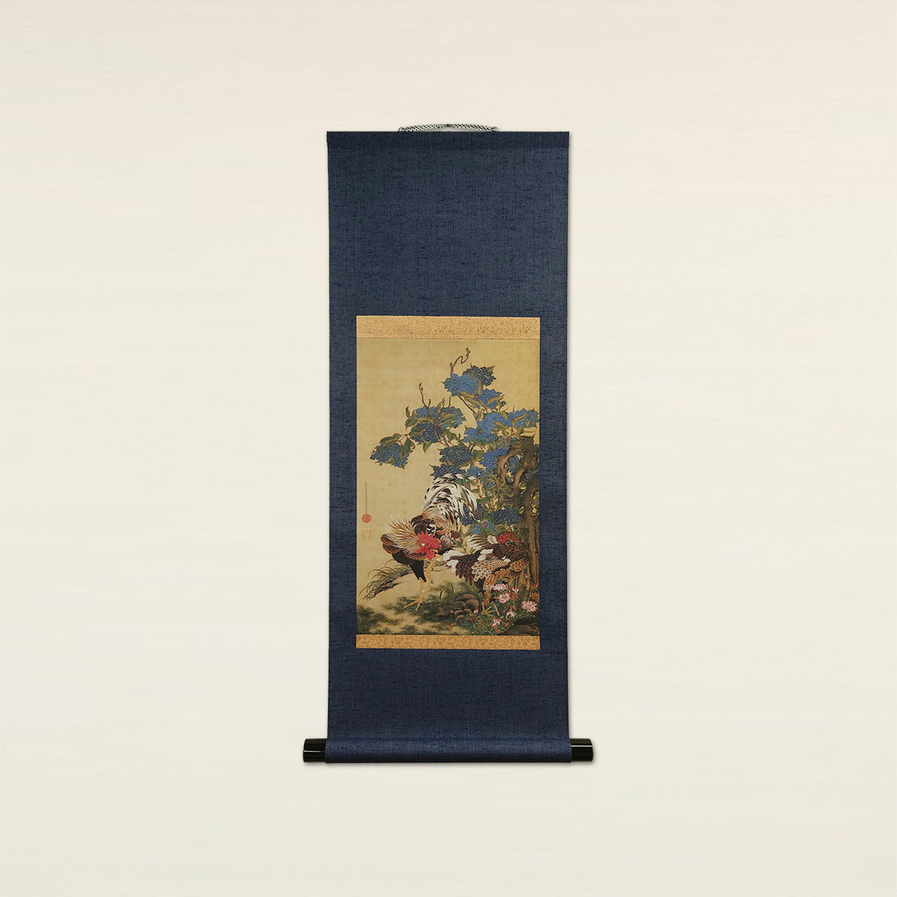 紫陽花双鶏図 / Hydrangeas and Pair of Fowls