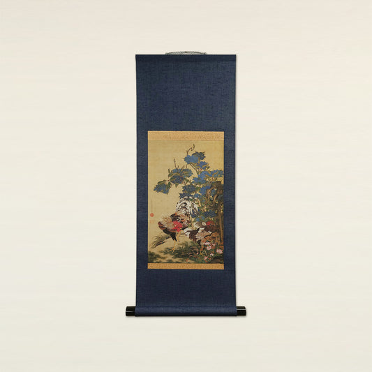 紫陽花双鶏図 / Hydrangeas and Pair of Fowls