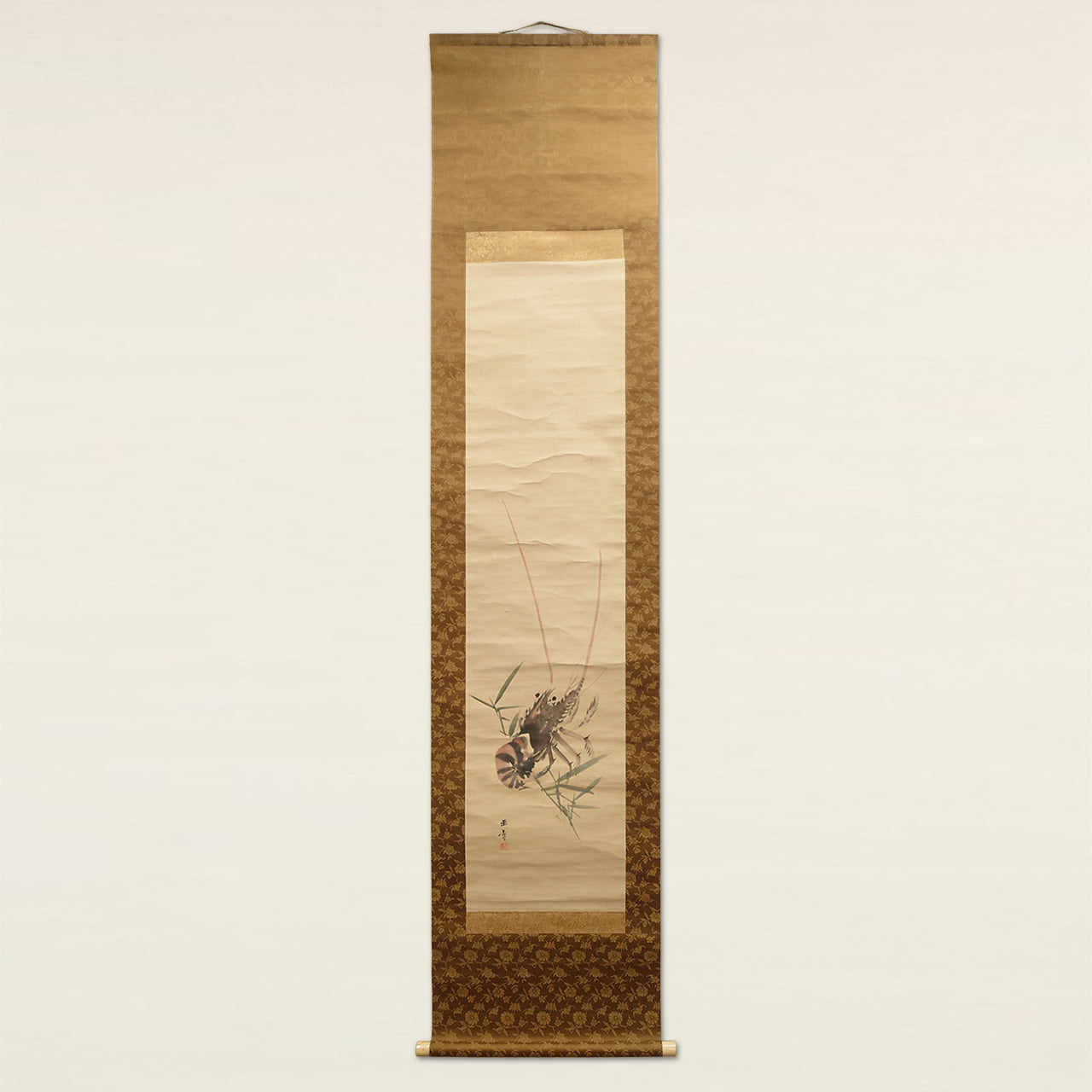 藤花弁海老（対幅） / Wisteria and Spiny Lobster (Pair of Scrolls)