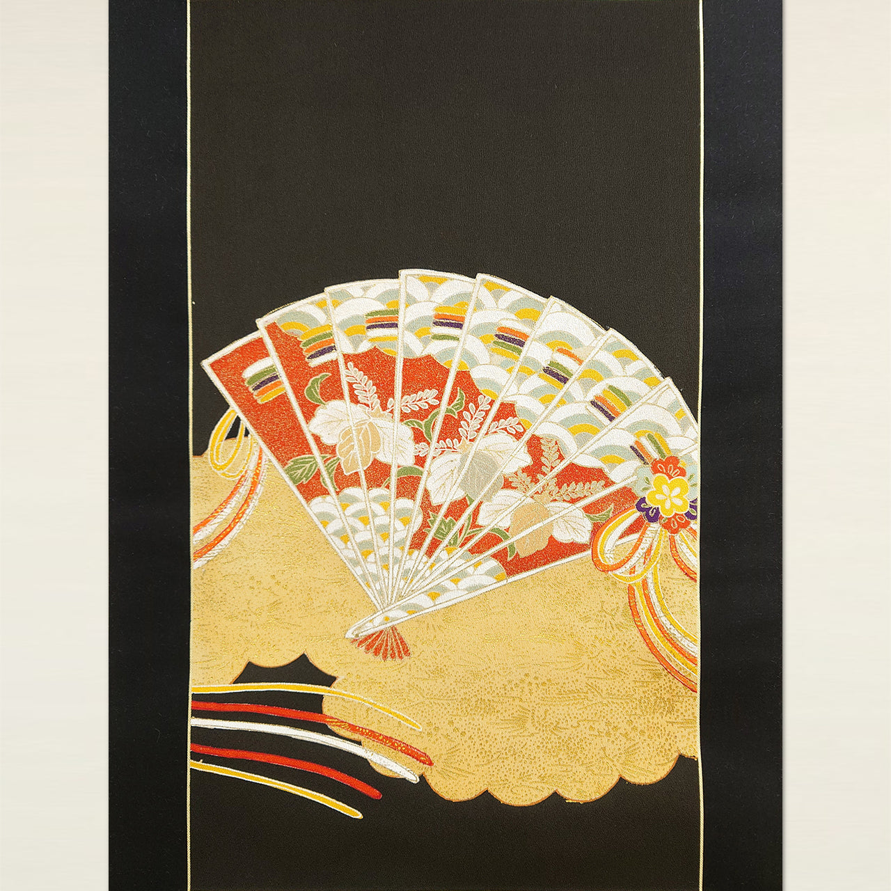 扇-着物軸　Fan:Vintage Kimono