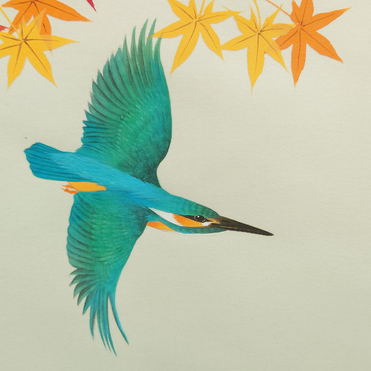 紅葉に川蝉　Red maple and a Kingfisher