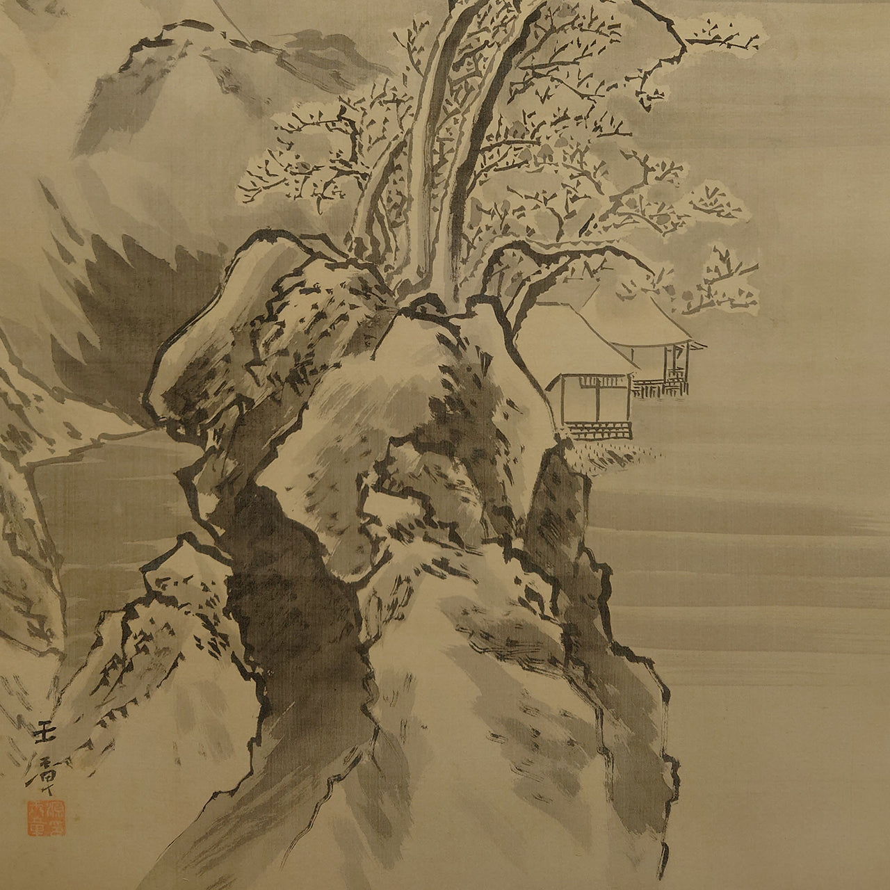 水墨山水（対幅）/ Ink Monochrome Landscape (Pair of Scrolls)