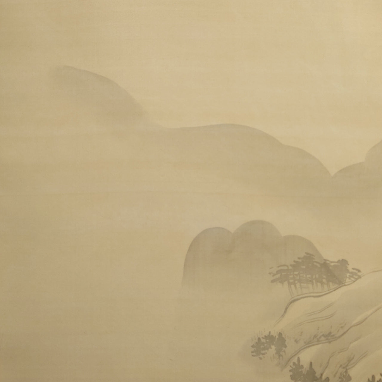 水墨山水（対幅）/ Ink Monochrome Landscape (Pair of Scrolls)