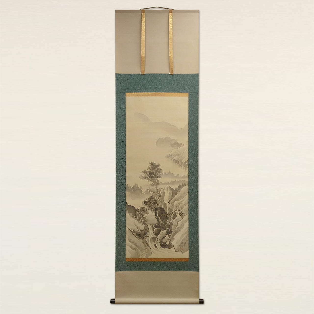 水墨山水（対幅）/ Ink Monochrome Landscape (Pair of Scrolls)