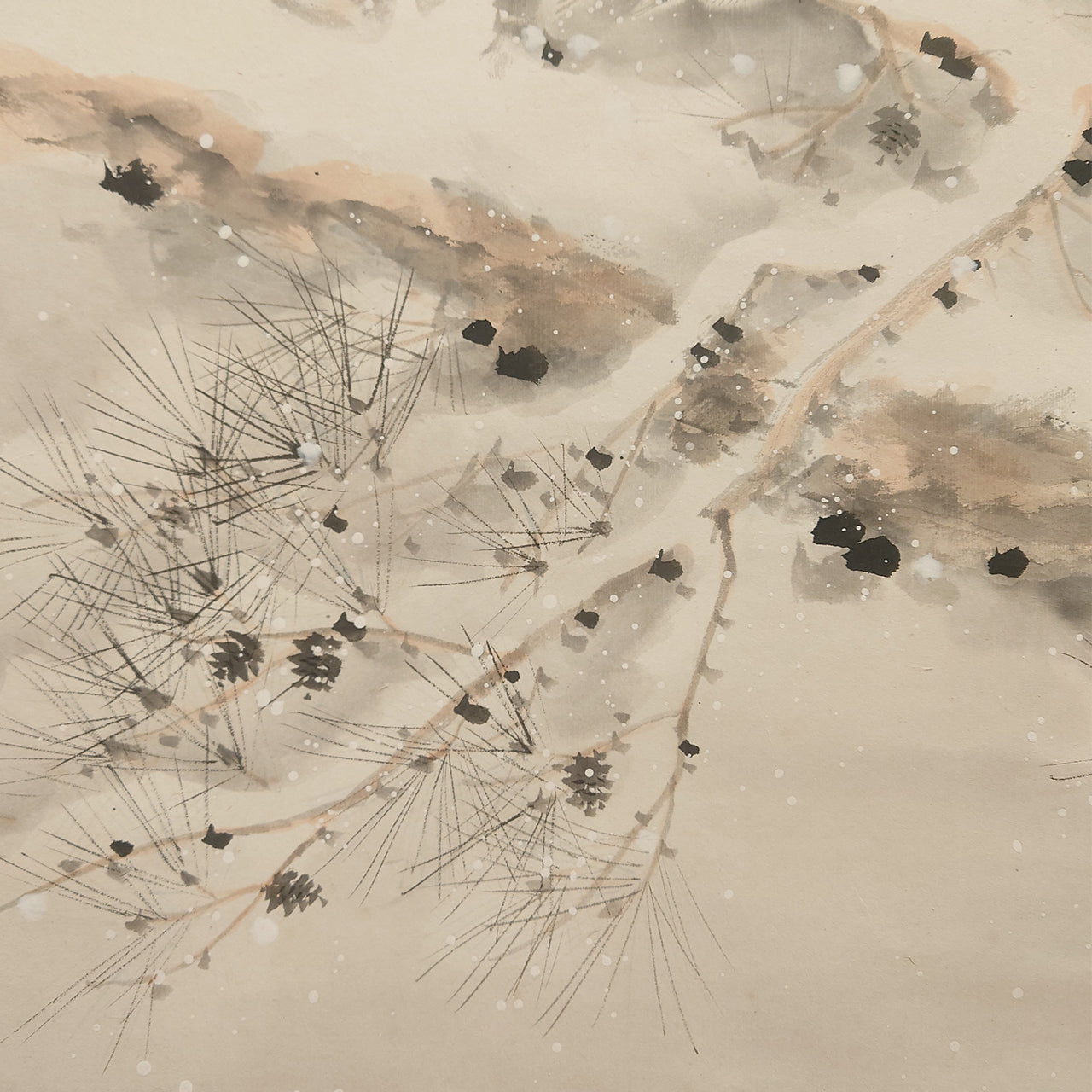 雪中松小禽図 / Pine Tree in Snow with Small Birds