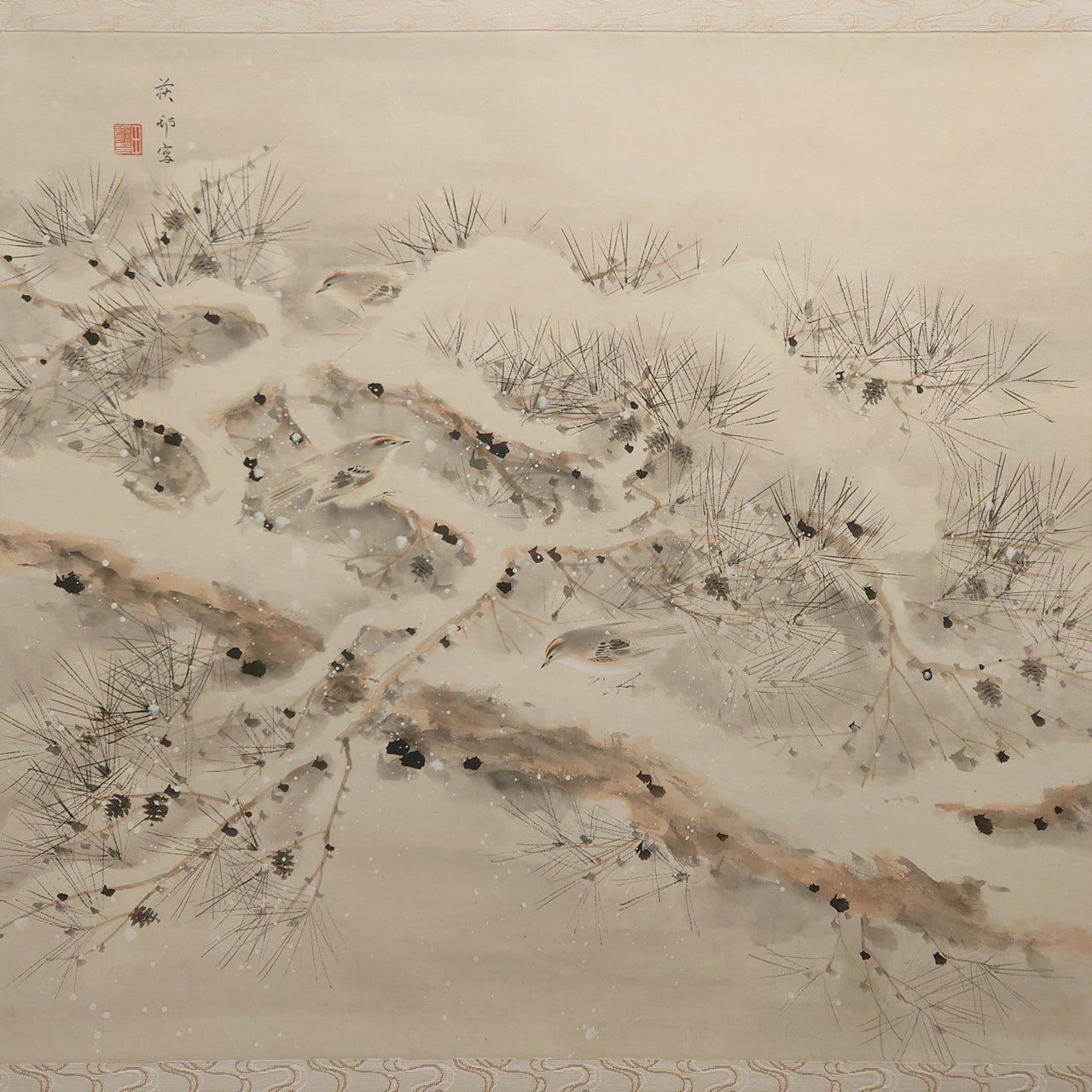 雪中松小禽図 / Pine Tree in Snow with Small Birds